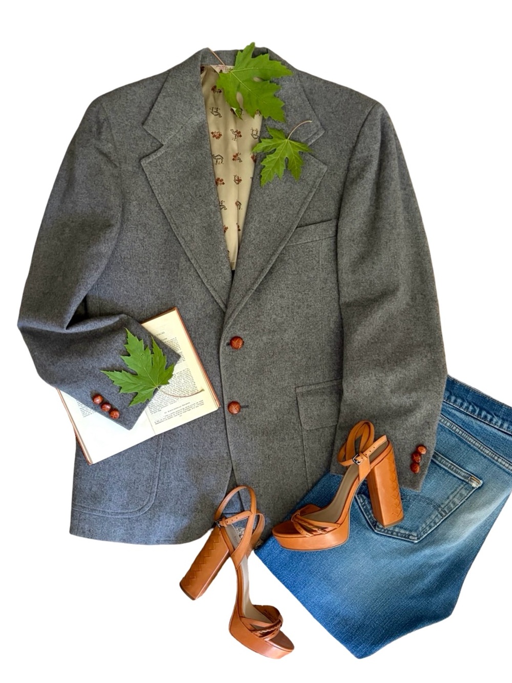 Vintage | Grey Camel Hair Tailored Oversized Blazer